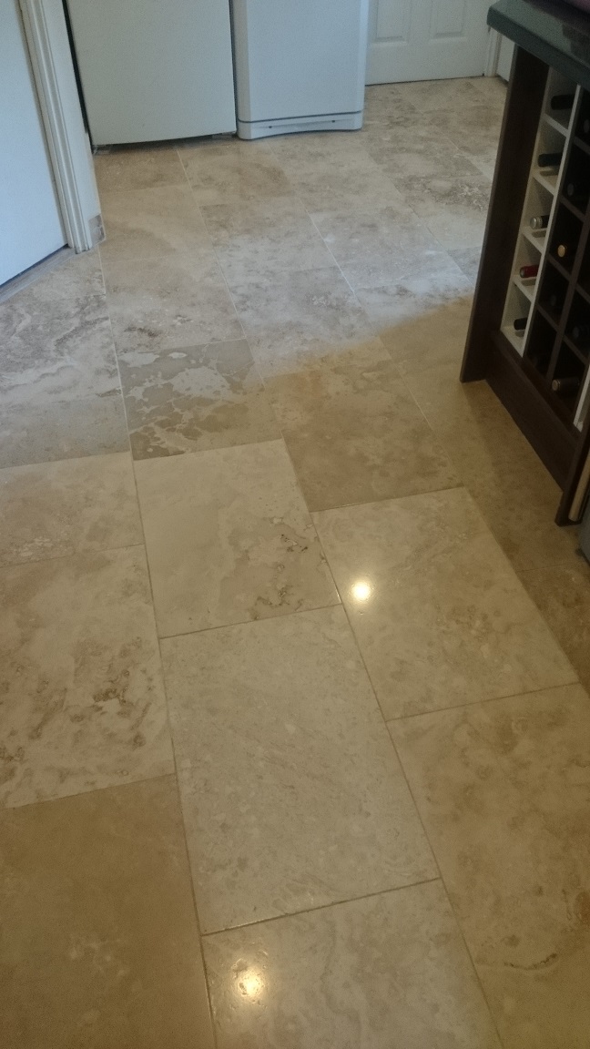 Travertine Floor In Kingswood, Surrey Before Restoration