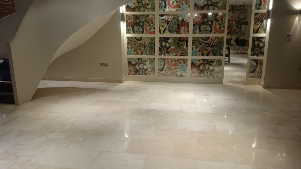 Travertine Tiled Floor After Cleaning and Polishing
