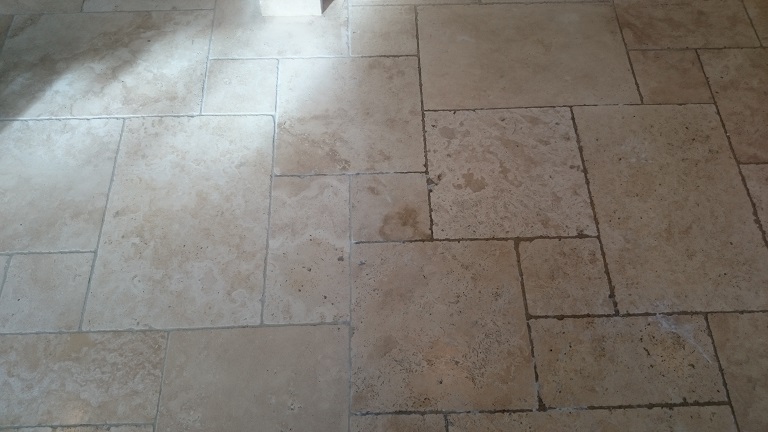 Travertine Floor During Cleaning