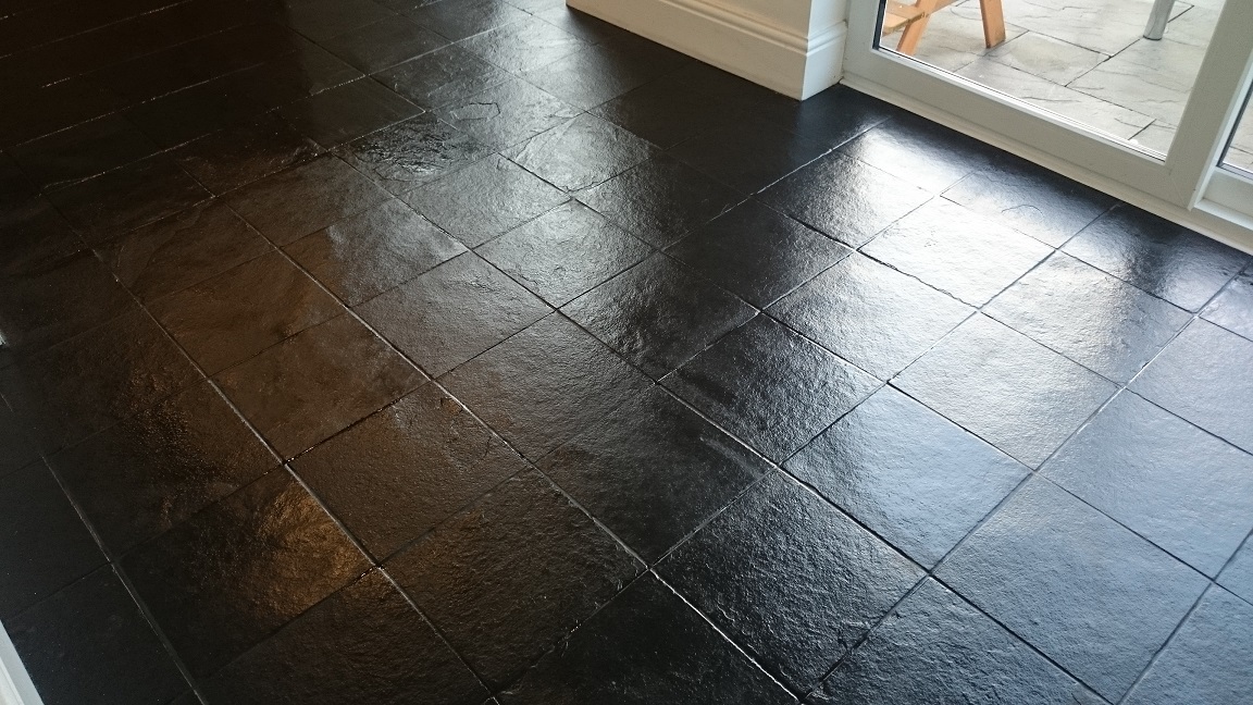 Black Slate Floor Tile Cleaning and Sealing
